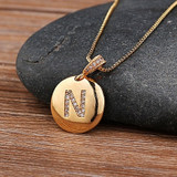 Top Quality Women Girls Initial Letter Necklace Gold 26 Letters Charm Necklaces Pendants Copper CZ Jewelry Personal Necklace
