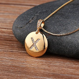 Top Quality Women Girls Initial Letter Necklace Gold 26 Letters Charm Necklaces Pendants Copper CZ Jewelry Personal Necklace