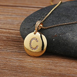 Top Quality Women Girls Initial Letter Necklace Gold 26 Letters Charm Necklaces Pendants Copper CZ Jewelry Personal Necklace