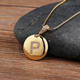 Top Quality Women Girls Initial Letter Necklace Gold 26 Letters Charm Necklaces Pendants Copper CZ Jewelry Personal Necklace