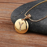 Top Quality Women Girls Initial Letter Necklace Gold 26 Letters Charm Necklaces Pendants Copper CZ Jewelry Personal Necklace
