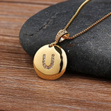 Top Quality Women Girls Initial Letter Necklace Gold 26 Letters Charm Necklaces Pendants Copper CZ Jewelry Personal Necklace