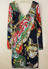 Casual Multicolor Floral Print V-neck Skinny Modal Dress