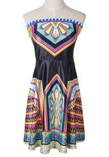 Casual Black Floral Bandeau Sleeveless Mini Dress