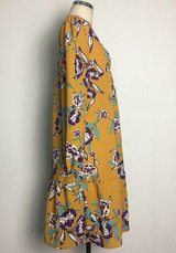 Casual Yellow Floral Print V-neck Fashion Mini Dress Casual Yellow Floral Print V-neck Fashion Mini Dress