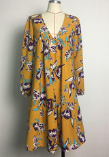 Casual Yellow Floral Print V-neck Fashion Mini Dress Casual Yellow Floral Print V-neck Fashion Mini Dress