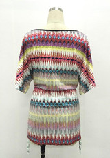 Casual Red Floral Drawstring Round Neck Elbow Sleeve Mini Dress