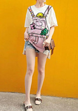 Casual White-Pink Floral Irregular Round Neck Cute Maternity Mini Dress
