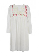 Casual New Women White Floral Round Neck Loose Fashion Mini Dress