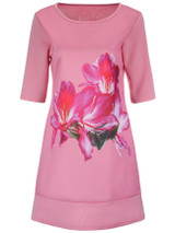 Casual Round Neck Floral Printed Plus Size Shift Dress With Half Sleeve