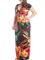Casual Deep V-Neck Captivating Floral Plus Size Maxi Dress