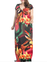 Casual Deep V-Neck Captivating Floral Plus Size Maxi Dress