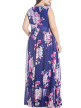 Casual Delightful Round Neck Chiffon Plus Size Maxi Dress In Floral Printed