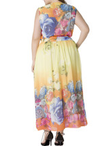 Charming Swing Deep V-Neck Floral Chiffon Plus Size Maxi Dress