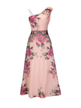 Casual Asymmetric Neck Chiffon Plus Size Maxi Dress In Floral Printed