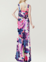Casual Extraordinary Floral Printed Deep V-Neck Plus Size Maxi Dress