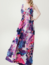 Casual Extraordinary Floral Printed Deep V-Neck Plus Size Maxi Dress