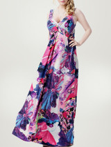 Casual Extraordinary Floral Printed Deep V-Neck Plus Size Maxi Dress