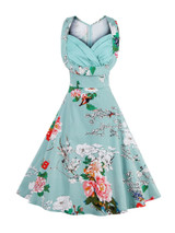 Casual Chic Floral Printed Sweet Heart Plus Size Flared Dress