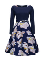 Casual Floral Printed Chic Plus Size Flared Dress