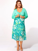 Casual Spaghetti Strap Floral Printed Two-piece Plus-size-midi-maxi-dress