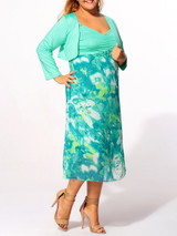 Casual Spaghetti Strap Floral Printed Two-piece Plus-size-midi-maxi-dress