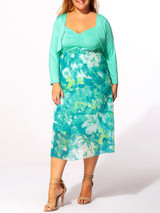 Casual Spaghetti Strap Floral Printed Two-piece Plus-size-midi-maxi-dress