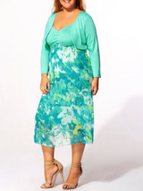 Casual Spaghetti Strap Floral Printed Two-piece Plus-size-midi-maxi-dress