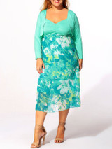 Casual Spaghetti Strap Floral Printed Two-piece Plus-size-midi-maxi-dress