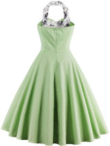 Casual Captivating Halter Bowknot Color Block Floral Skater Dress