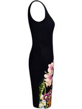 Casual Elegant Round Neck  Slit  Floral Printed  Bodycon Dress