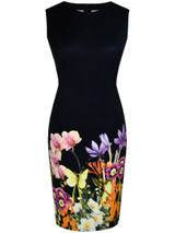 Casual Elegant Round Neck  Slit  Floral Printed  Bodycon Dress