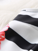 Casual Round Neck Floral Striped Bodycon Dress