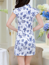 Casual Band Collar Floral Bodycon Dress