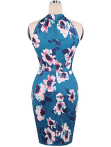 Casual Feminine Band Collar Floral Printed Bodycon Dress