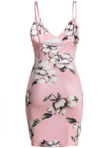 Casual Excellent Spaghetti Strap Floral Printed Bodycon Dress