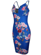 Casual Spaghetti Strap Floral Printed Vintage Bodycon Dress