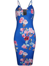 Casual Spaghetti Strap Floral Printed Vintage Bodycon Dress