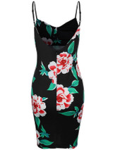 Casual Spaghetti Strap Backless Floral Printed Vintage Bodycon Dress