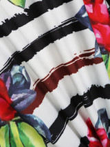 Casual Stunning Floral Striped Round Neck Bodycon Dress
