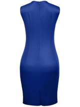 Celebrity Floral Printed Round Neck Slit Bodycon Dress