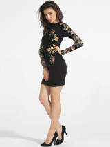 Casual Crew Neck Cotton Floral Printed Bodycon-dress
