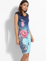 Casual Sweet Heart Floral Gradient Printed Bodycon Dress