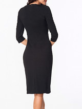 Casual V Neck Half Sleeve Floral Embroidery Bodycon Dress