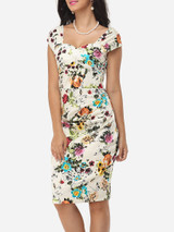 Casual Floral Printed Charming Sweet Heart Bodycon-dress