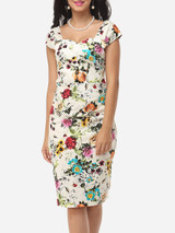Casual Floral Printed Charming Sweet Heart Bodycon-dress