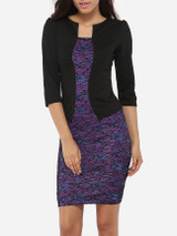 Asymmetric Neckline Dacron Color Block Floral Lace Patchwork Printed Bodycon-dress