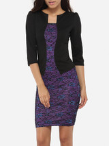 Asymmetric Neckline Dacron Color Block Floral Lace Patchwork Printed Bodycon-dress