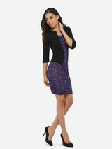 Asymmetric Neckline Dacron Color Block Floral Lace Patchwork Printed Bodycon-dress