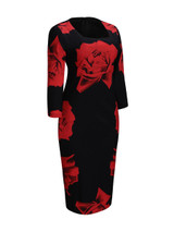 Casual Graceful Square Neck Color Block Floral Bodycon Dress